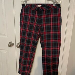 J. Jill Women's Plaid Ankle Pants - Red and Black